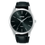 Lorus Herrenarmbanduhr: schwarzes Lederarmband, schwarzes Zifferblatt, Mineralglas