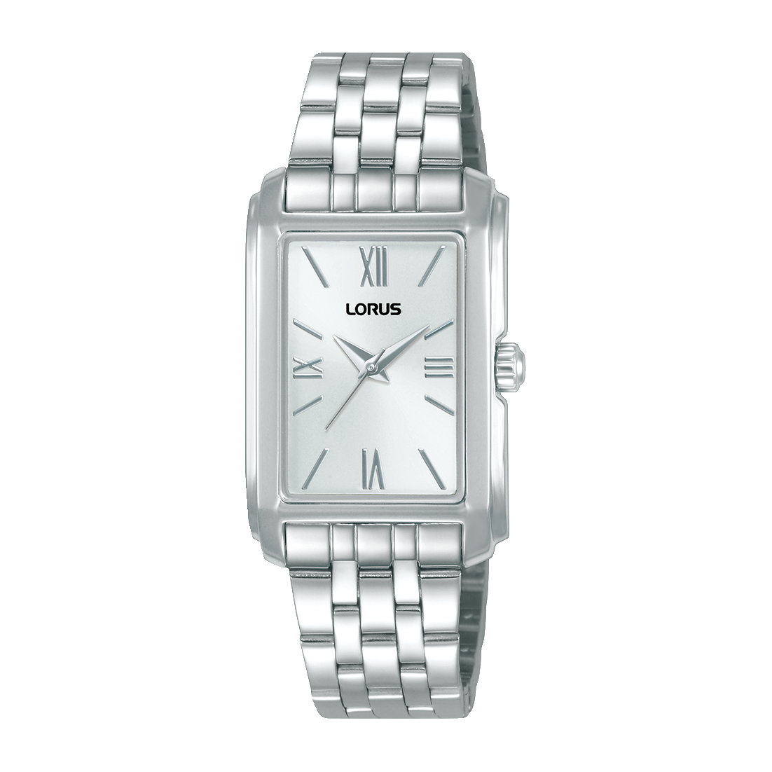 Lorus Damenarmbanduhr: Edelstahlarmband, rechteckiges Zifferblatt, Mineralglas