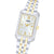 Damenarmbanduhr Lorus mit rechteckigem Zifferblatt und goldenen Indexen, zweifarbiges Edelstahlband