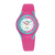 Mädchen-Armbanduhr: pinkes Silikonarmband, weißes rundes Zifferblatt