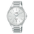 Herrenarmbanduhr mit weißem Zifferblatt, Saphirglas und Edelstahlarmband