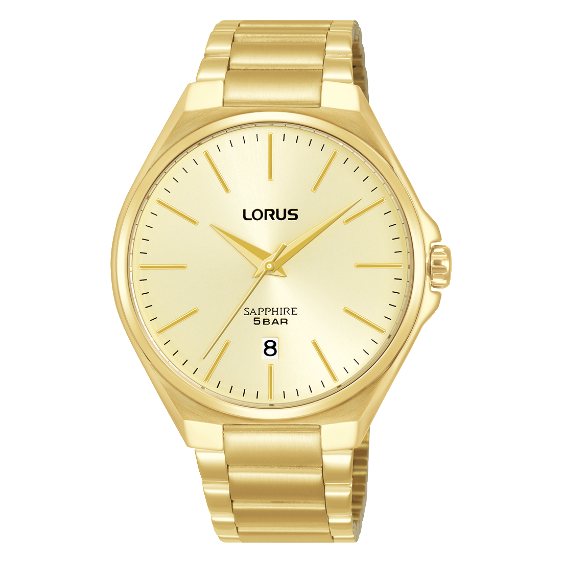 Lorus Herrenarmbanduhr: champagnerfarbenes Zifferblatt, Saphirglas, Edelstahlband
