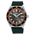 Lorus Sport Herrenarmbanduhr mit schwarzem Silikonband, Mineralglas, rundem Gehäuse.