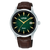 Lorus Classic Herrenuhr: dunkelgrünes Zifferblatt, braunes Lederarmband, Edelstahlgehäuse