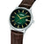 Lorus Classic Herrenuhr mit dunkelgrünem Zifferblatt und braunem Lederband, Krone