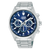 Herren-Armbanduhr Lorus Sport: blaues Chronograph-Zifferblatt, Edelstahlarmband