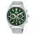 Lorus Sport Chronographenarmbanduhr: dunkles grünes Zifferblatt, Edelstahlband