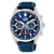 Lorus Sport Herrenuhr-Chronograph mit dunkelblauem Lederband und silbernem Gehäuse