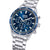 Lorus Sport Herren-Chronograph, blaues Zifferblatt, Edelstahlarmband (schräge Ansicht)