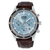 Lorus Sport Herrenarmbanduhr Chronograph mit hellblauem Zifferblatt und braunem Lederband