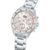 Damen-Chronographenarmbanduhr mit Edelstahlband, beigem Zifferblatt und Chrono-Ring