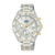 Lorus Damen-Armbanduhr Chronograph mit weißem Zifferblatt, Edelstahl mit Golddetails