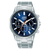 Lorus Herrenuhr mit dunkelblauem Chronograph-Zifferblatt, Edelstahlband und Mineralglas