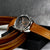Lorus Sportchronograph Herrenuhr mit braunem Lederband und Chronograf-Zifferblatt