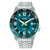 Herrenuhr Lorus Automatik mit türkisgrünem Zifferblatt und Stahlarmband, Leuchtmarkierungen