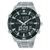 Herren-Armbanduhr: Metallarmband, schwarzes Zifferblatt, digitales Chronograph-Display