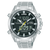 Lorus Herrenuhr: silbernes Metallarmband, schwarzes Zifferblatt, Analog-Digital Chronograph