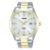 Lorus Herrenuhr mit Solarwerk, silber-goldenes Armband, weißes Zifferblatt, Mineralglas