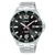 Herrenuhr mit schwarzem Zifferblatt, Solar-10-BAR-Anzeige und silbernem Metallband