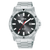 Lorus Sport-Herrenuhr mit schwarzem Zifferblatt, silbernem Metallband und Solar-Anzeige