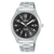Herren-Armbanduhr Lorus Solarwerk mit schwarzem Zifferblatt und Edelstahlarmband