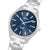 Herren-Solararmbanduhr, blaues Zifferblatt, Indexe, Edelstahlarmband
