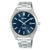 Herren-Solararmbanduhr mit blauem Zifferblatt, Edelstahlband und Mineralglas