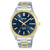 Lorus Herrenarmbanduhr: blaues Zifferblatt, Solar, Gold/Steel, Datumsfenster bei 8