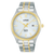 Lorus Herrenuhr mit hellem Zifferblatt, goldfarbenen Akzenten und Metallarmband