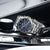 Herrenuhr-Chronograph am Edelstahlarmband, blaues Zifferblatt, Solar, Stoppsekunden