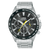 Lorus Herrenarmbanduhr mit Edelstahlband, schwarzem Zifferblatt und Solar-Chronograph