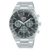 Herren-Solarchronograph-Uhr mit dunklem Zifferblatt, Metallarmband und Mineralglas