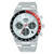 Lorus Herren-Chronograph-Uhr mit Solarwerk, weißem Zifferblatt, silbernem Edelstahlband