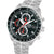 Sportliche Herren-Solar-Chronograph-Armbanduhr mit schwarzem Zifferblatt und Edelstahlband