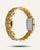Goldfarbenes Uhrenarmband mit Rückseiten-Detail, rechteckiges Gehäuse