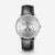 Bracelet pour homme avec cadran blanc, phases de lune bleues et bracelet en cuir noir
