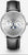 Bracelet montre avec boîtier argenté, cadran blanc et bracelet en cuir noir