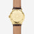 Fond de montre pour homme avec couvercle doré et bracelet en cuir marron