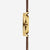 Herrenarmbanduhr, goldene Gehäuseseite mit Krone, braunes Lederarmband