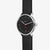 Montre automatique unisexe avec bracelet en cuir noir, cadran noir rond et seconde rouge