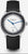 Montre Sternglas pour homme avec cadran blanc, bracelet en cuir noir et aiguilles bleues