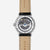 Montre Sternglas pour homme avec mouvement apparent et bracelet en cuir beige, boîtier argenté