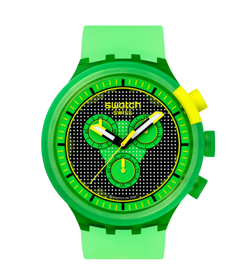 Swatch Big Bold Armbanduhr für Herren mit grünem Gehäuse und schwarzem Zifferblatt
