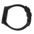 Schwarzes Uhrengehäuse von der Seite, Armbandglied und Befestigung am Rahmen sichtbar