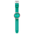 Swatch Armbanduhr mit türkisfarbenem Silikonarmband und rundem, aquafarbenem Zifferblatt