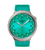 Große Swatch Armbanduhr: türkisfarbenes Silikonarmband, aquafarbenes Zifferblatt
