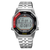 Seiko Herrenarmbanduhr: Metallarmband, schwarzes Digitalziffernblatt, rote Akzente an der Lünette