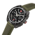 Herren-Chronograph schräg: schwarzes Zifferblatt mit Chronographen-Subdials und olivgrünem Band
