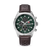 Herren-Chronograph mit braunem Lederarmband, grünem Zifferblatt und Chrono-Subdials