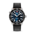 Herrenuhr mit dunkelblauem Zifferblatt, Datumsfenster und schwarzem Lederarmband